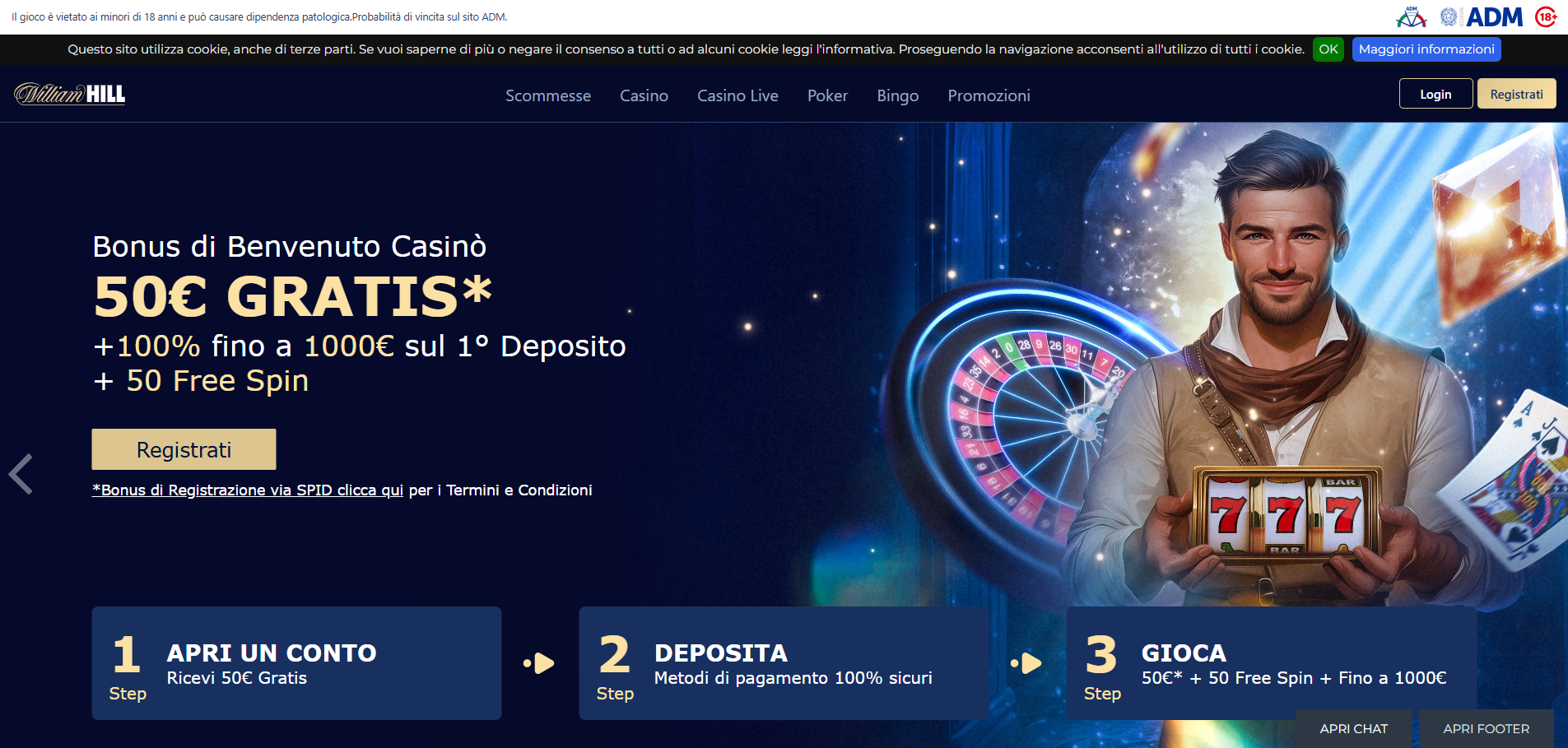 Screenshot of the William Hill website